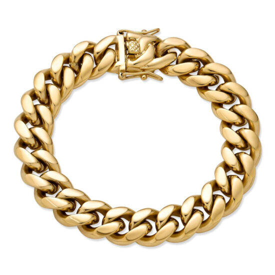Miami Cuban Link Bracelet - 14k Yellow Gold Plated Stainless Steel - 6"-10" - 4mm-18mm